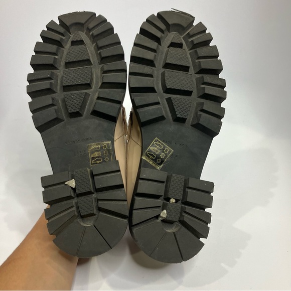 Free people‎ Lyra lug sole loafers tan Leather black womens size 36.5 trendy Y2K - Picture 7 of 9